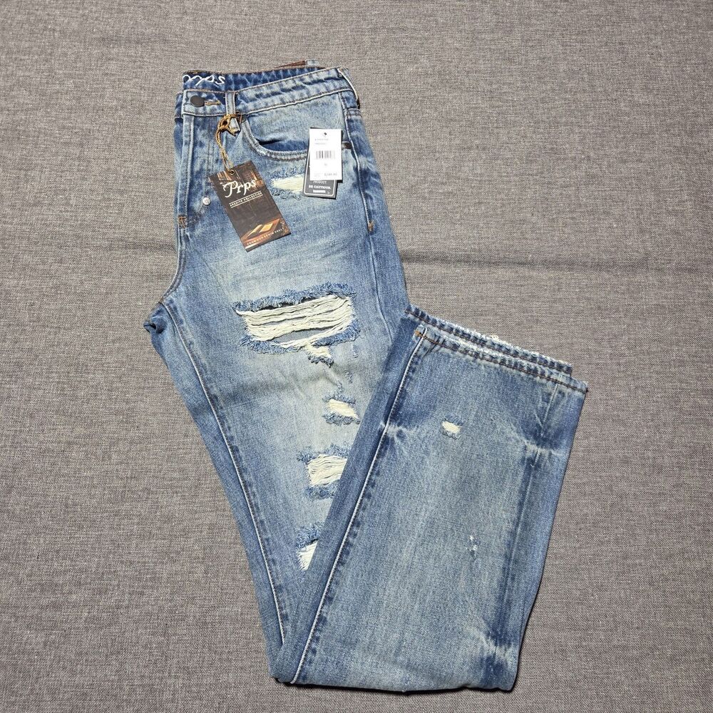 Prps Archive Barracuda Relaxed Straight Fit Distressed Blue Jeans Mens 30x32 New